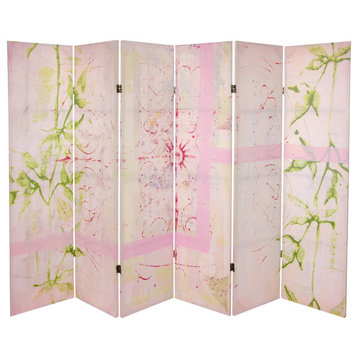 5 1/4' Pink Harmony Canvas Room Divider 6 Panel