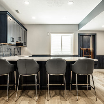 Modern Basement Remodel with Wet Bar, Game Area & Home Theater