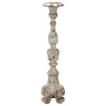 A&B Home - A&B Home 7X7X27.5" Tall French Country Pillar Candle Holder - Make a dramatic impression with this classic candle holder. Every detail stands out thanks to the heavily weathered white finish that lends a sense of age and wear. This piece stands at over 27" in height, ideal for a table centerpiece or for display on a side table.