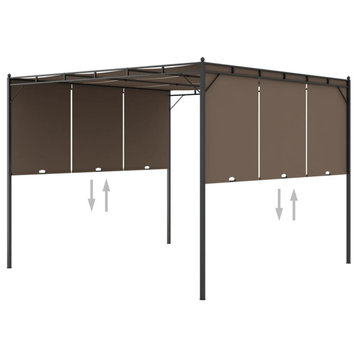 vidaXL Gazebo Outdoor Canopy Tent Patio Pavilion with Sidewall Curtains Taupe