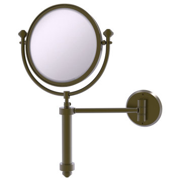 Southbeach Wall-Mount Makeup Mirror, 8" Dia, 3X Magnification, Antique Brass
