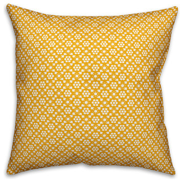 Yellow Floral Pattern Throw Pillow, 16"x16"