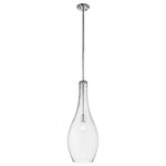 Kichler - Everly Pendant 1-Light, Chrome - Based on decorative glass everly presents a memorable 1 light pendant. Our pendant features clear glass and a vintage squirrel cage filament lamp. Finished in chrome our pendant will elevate any contemporary or traditional home.