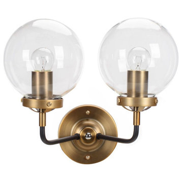 Gold Wall Sconce / Bathroom Vanity 2 Globes / Wall Mounted