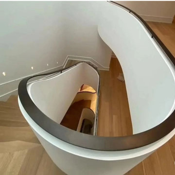 Knee Wall Railing with Custom Curved Stairs