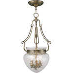 Livex Lighting - Livex Lighting 5043-01 Duchess - Three Light Chain Hang Pendant - Canopy Included.  Shade IncludeDuchess Three Light  Antique Brass Clear  *UL Approved: YES Energy Star Qualified: n/a ADA Certified: n/a  *Number of Lights: Lamp: 3-*Wattage:60w Candelabra Base bulb(s) *Bulb Included:No *Bulb Type:Candelabra Base *Finish Type:Antique Brass