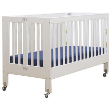 Orbelle Roxy Modern New Zealand Pine Solid Wood Full Size Portable Crib in White