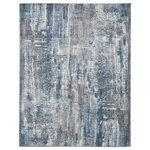 Amer Rugs - Cairo Rapids Blue Polyester Blend Area Rug, 7'10"x10'10" - Free-flowing like the Nile, this modern area rug features abstract and geometric patterns mixed together to create a beautiful piece of floor art. The high-low pile height adds drama and movement, and its polyester fiber blend adds superior softness underfoot. Power-loomed in Egypt, this area rug promises exceptional quality, easy care, and will envelop your space in cool, modern comfort.