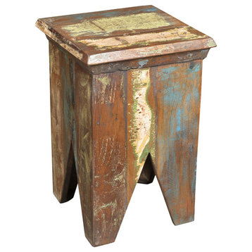 vidaXL Stool Ottoman Foot Rest Foot Stool Side Table Solid Reclaimed Wood