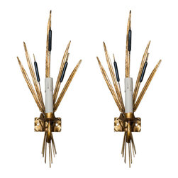 Pair of Vintage Wheat Sconces - Wall Sconces