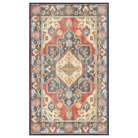 Washable Juliette Indian Spice Area Rug, Rectangle 4'x6'