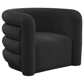 Curves Black Velvet Lounge Chair