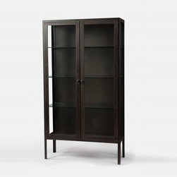 Trenton Aged Metal Display Cabinet-Black - China Cabinets And Hutches