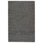 Jaipur Living - Jaipur Living Morse Natural Geometric Gray/ Dark Blue Area Rug, 8'x10' - Texture and easy versatility define the stylish appeal of the dhurrie-style Emblem collection. Crafted of natural jute and wool, the Morse rug shows off a captivating, overstitched trellis pattern. The rustic yet tamed design lends global flair to the neutral gray and deep blue colorway.