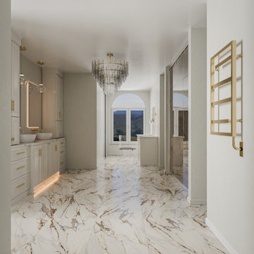 Luxury Marble Bathroom with Gold Accents