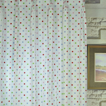 Kids Polka Dot Double Pinch Pleat Printed Cotton Curtain Heading Red Color