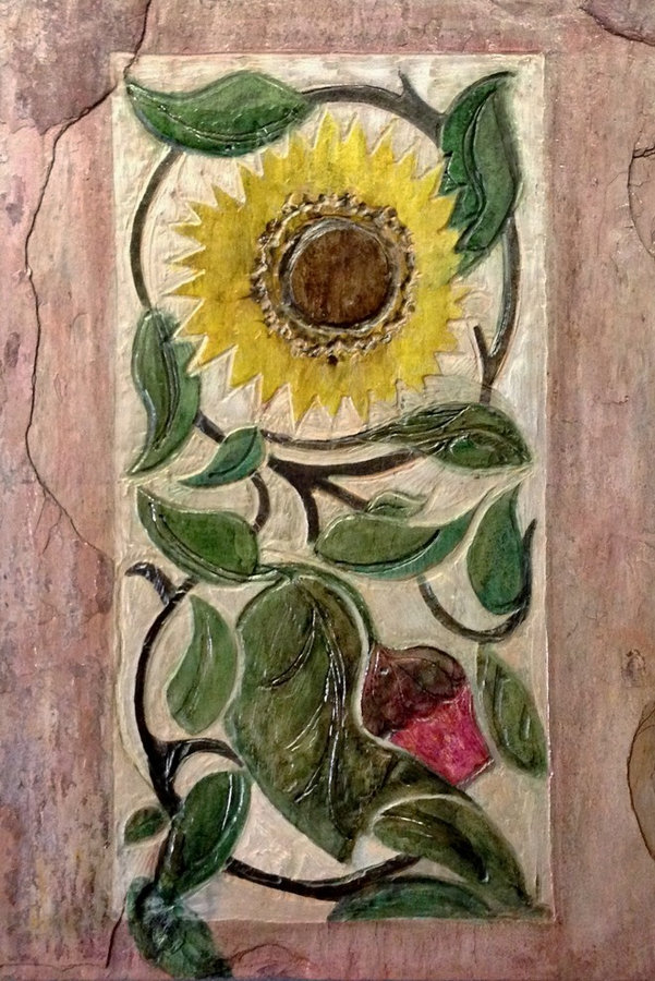Kitchen Backsplash Tile - "Sunflowers" CustomArt Nouveau Tile
