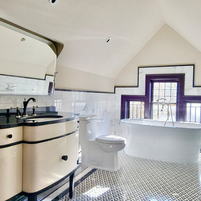 Want a Bathroom in the Attic? Want it to look like you have stepped back in time? Want to completely do beautiful tilework?  Want to bathe in sunlight?