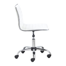 Filipe Low-Back Armless Office Chair, White and Chrome