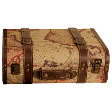 Map Faux Leather Suitcase