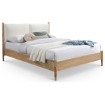 Meridian Furniture - Arbor Upholstered Bed, Cream, Full - Introducing the Arbor cream fabric upholstered full bed, a perfect blend of luxurious comfort and timeless elegance. Upholstered in soft polyester fabric, this bed offers a cozy, inviting feel that complements any bedroom decor. The rich natural finish of the frame, crafted with high-quality wood veneer, adds a touch of warmth and sophistication to the design. Combining durability with a sleek aesthetic, it is the ideal centerpiece for creating a tranquil and stylish retreat in your home.