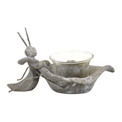 Shea's Wildflower - Grasshopper Candleholder, 6", Natural - Candleholders