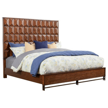 Origins by Alpine Trig Standard King Wood Panel Bed in Antique Brown