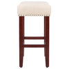 WestinTrends 24" Upholstered Saddle Seat Counter Height Stool, Bar Stool, Cherry/Beige