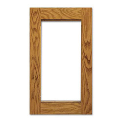 Del Rio Glass Cabinet Door from CabninetNow.com shown in Red Oak - Kitchen Cabinetry
