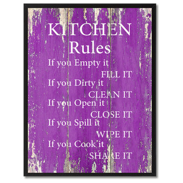 Kitchen Rules Inspirational, Canvas, Picture Frame, 28"X37"