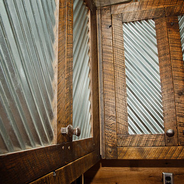 Glass House Scrub Oak and Galvanized Metal Cabinetry