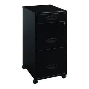 Space Solutions 3 Drawer File Cabinet With Pencil Drawer Black Contemporary Filing Cabinets By Homesquare