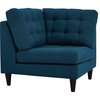 Empress Upholstered Fabric Corner Sofa, Azure