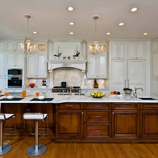 Traditional, Elegant Kitchen Uses Exotic Stone, Leaded Glass and More