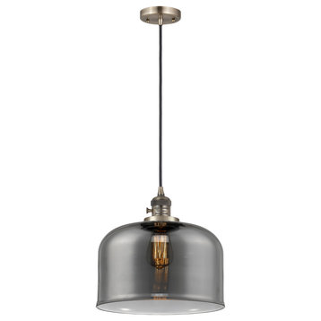 Bell Mini Pendant With Switch, Antique Brass, Plated Smoke
