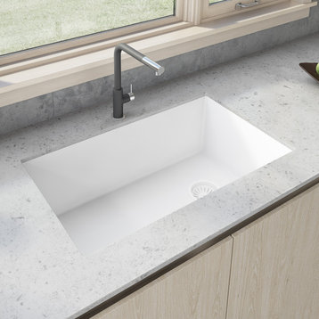 Ruvati 31" Undermount Granite Composite Kitchen Sink, RVG2033WH