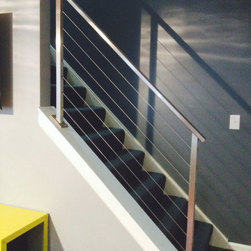 Stainless Steel Cable Railing - Rectangle Tube Top with Square Posts