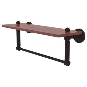 Dottingham 16" Solid Wood Shelf with Towel Bar, Oil Rubbed Bronze
