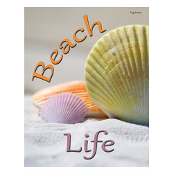 Flag Emotes - Double Sided Garden Flag, Beach Life Multi Colored Shells - Flags And Flagpoles