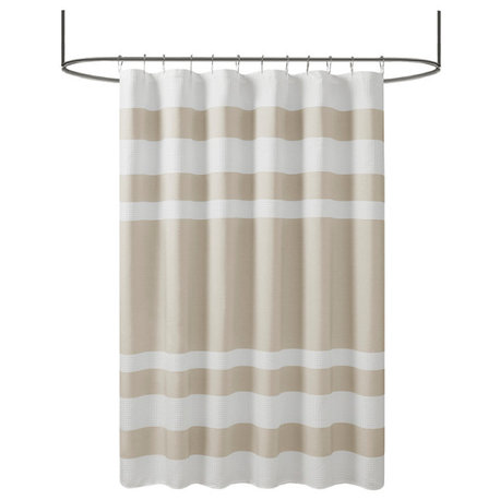 Madison Park Spa Waffle Shower Curtain With 3M Treatment, Taupe