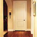 Interior door with frosted glass panel