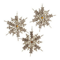 Star Flake Ornaments - Set of 3 - New - Christmas Ornaments