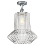 Innovations Lighting - Springwater 1-Light Semi-Flush Mount, Polished Chrome, Clear Spiral Fluted - A truly dynamic fixture, the Ballston fits seamlessly amidst most decor styles. Its sleek design and vast offering of finishes and shade options makes the Ballston an easy choice for all homes.