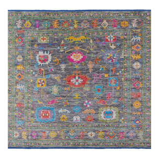 10' Square Turkish Oushak Handmade Wool Rug - Q14998, 10' 0