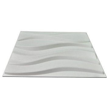 A21031, Decorative 3D Wavy Wall Panels, 19.7"x19.7" White, 12 Tiles 32 Sf