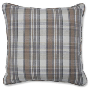 FILLED JACQUARD CHECK NAVY BLUE 22” 55CM PIPED CUSHION 