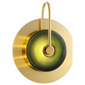Modern LED Industrial Style Wall Lamp for Bedroom, Gold + Green, 1 Light