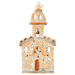 Eloise Studio - San Carlos Handmade Clay Mission - Handcrafted of quality materials, the Handmade Clay Mission is the perfect way to add a touch of decor to your space with a natural feel. This piece features crimped copper and a tiny bell to complete the look of a real-life mission. Every detail works cohesively with one another, creating a gorgeous accent that will bring a new warmth to your space! This handmade mission measures 4 inches wide and 10 inches high and is ideal with other decorative items on a gallery wall or for placing above your bed.