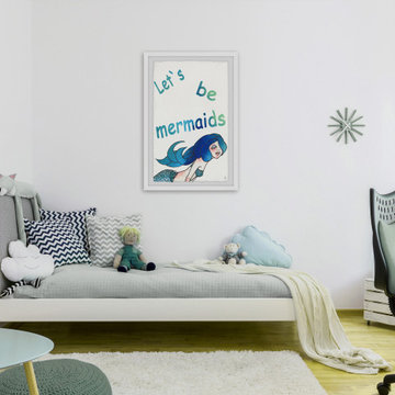 "Let's Be Blue Mermaids" Framed Painting Print