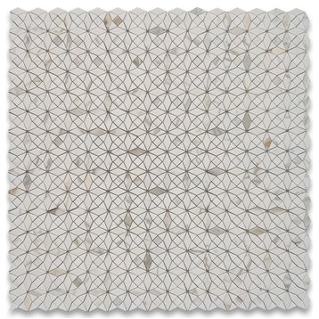 Calacatta Gold Marble Kaleidoscope Diamond Mosaic Tile Honed Polished, 1 sheet